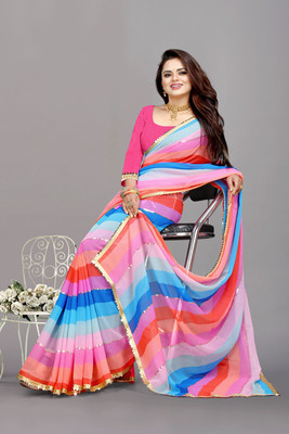 JAYAMENTERPRISE Striped Bollywood Georgette Saree(Multicolor)