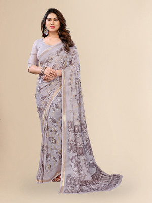 Moda Rapido Printed Bollywood Georgette Saree(Grey)