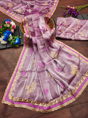 Keshav Creation Embroidered Bollywood Jimmy choo Saree(Purple)