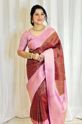 Satigya Printed Kanjivaram Jacquard Saree(Pink)