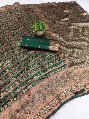 GATISHVAM TETXTILE Woven, Self Design Banarasi Art Silk Saree(Green)