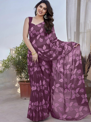 Bollytrend Printed Bollywood Georgette Saree(Purple)