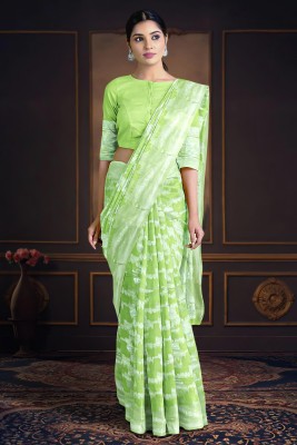 Kalamandir Woven Bollywood Cotton Blend Saree(Light Green)