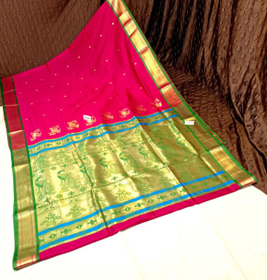 HouseOfCommon Printed Paithani Art Silk Saree(Pink)
