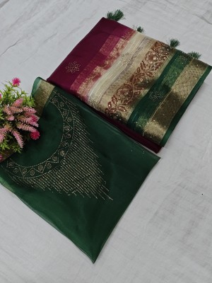 Majda Creation Dyed Banarasi Organza Saree(Green)