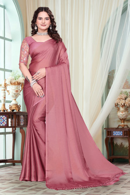 CLICKTHEMALL Self Design, Solid/Plain Bollywood Georgette Saree(Pink)