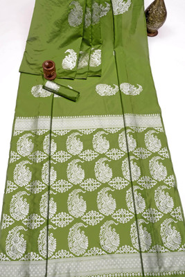 Khodal Zari Work Woven, Paisley Kanjivaram Pure Silk Saree(Multicolor)