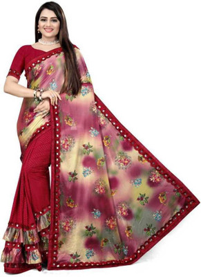 HouseOfCommon Embellished Bollywood Art Silk Saree(Red)