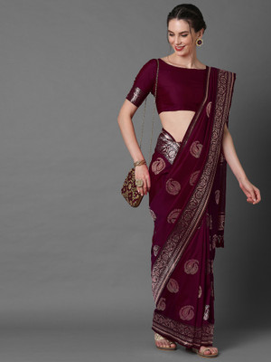 Sareemall Woven Banarasi Silk Blend Saree(Magenta)