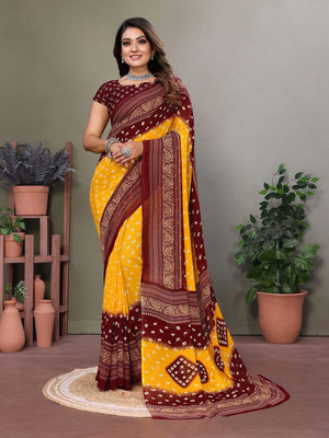 Moda Rapido Printed, Self Design Daily Wear Georgette Saree(Maroon)