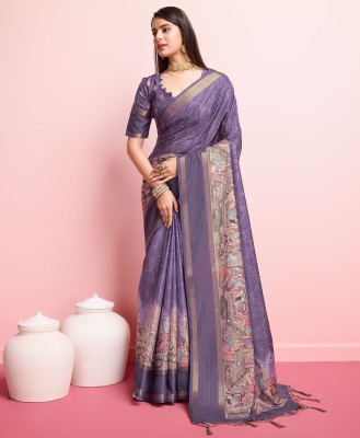 RekhaManiyar Woven Kalamkari Pure Silk Saree(Purple)