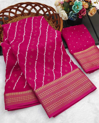 AAI LAXMI CREATION Digital Print Leheria Georgette Saree(Pink)