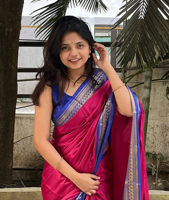Fashion Club Collection Woven Maheshwari Cotton Silk Saree(Blue)