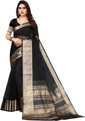 Kavita Creation Self Design Bollywood Tissue Saree(Black)