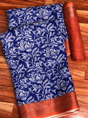 Arpita Fashion Floral Print Bollywood Linen Saree(Multicolor)