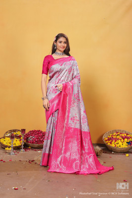 Yogik Creation Digital Print Kanjivaram Art Silk Saree(Pink)