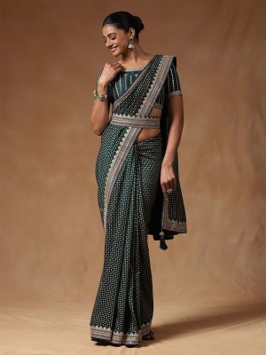 Sareemall Printed Bollywood Silk Blend Saree(Green)