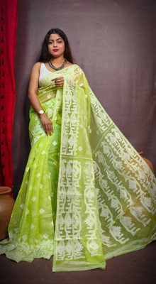 S.K. HOUSE Self Design Jamdani Cotton Silk Saree(Multicolor)