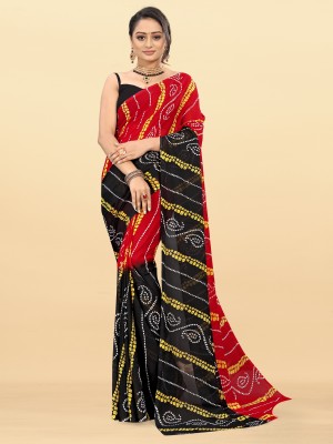 kashvi sarees Printed, Paisley Daily Wear Georgette Saree(Red, Black)