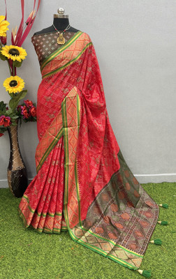 Jay fashion Printed Banarasi Silk Blend Saree(Red)