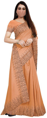 pUNYATHA CREATION Embroidered Chanderi Silk Blend Saree(Cream)