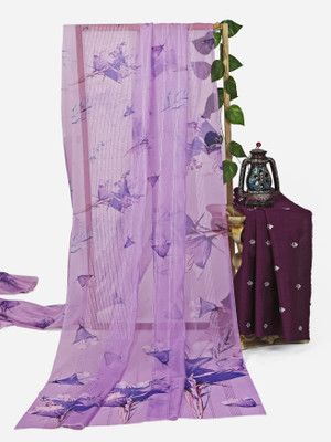 kaizen texo fab Digital Print Bollywood Organza Saree(Purple)