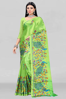 Leelavati Printed Daily Wear Crepe Saree(Light Green)