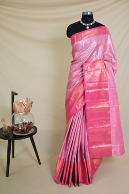 Vaishalli Saree Centre Woven Dharmavaram Tissue Saree(Pink)