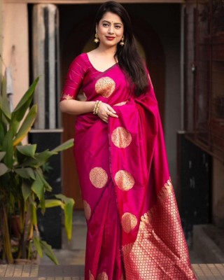SetuMaalik Self Design Banarasi Jacquard, Cotton Silk Saree(Pink)