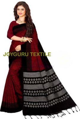 Joyguru Textile Printed, Self Design Sambalpuri Cotton Blend Saree(Red)