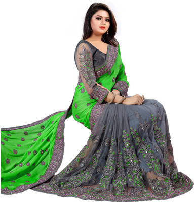 MURTHIRUPI Embroidered Bollywood Lycra Blend Saree(Light Green)