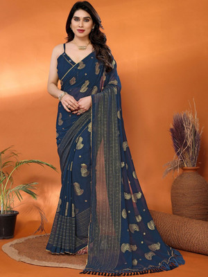 Moda Rapido Printed Daily Wear Georgette Saree(Dark Blue)