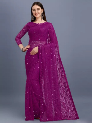 Suali Embellished Bollywood Net Saree(Magenta)