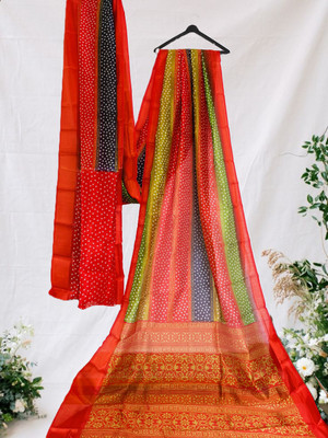 riyapatel Printed Bandhani Art Silk Saree(Multicolor)