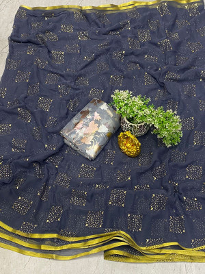 Triveni Fab Embellished Daily Wear Chiffon Saree(Grey)