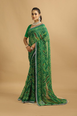 MAHARAJ SAREES Digital Print Bollywood Georgette Saree(Green)