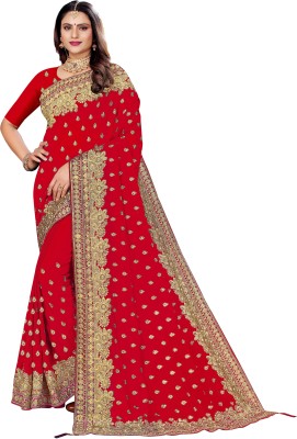 Jeel Fashion Embroidered Bollywood Georgette Saree(Red)