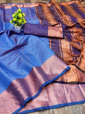 Gajal Printed Kanjivaram Art Silk, Pure Silk Saree(Light Blue)