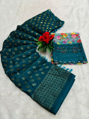 Ethina Fashion Dyed Bollywood Brasso Saree(Dark Green)