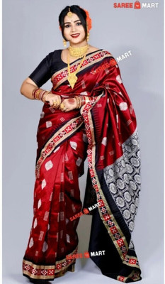 varanasiii Woven Banarasi Satin Saree(Maroon)