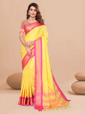UDANI ENTERPRISE Printed Bollywood Art Silk Saree(Yellow)