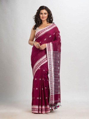 Raees Ethnic Woven Handloom Pure Cotton Saree(Magenta)