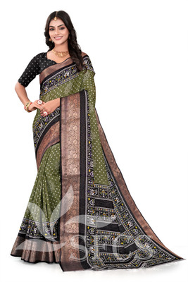 Chandan Fabrics Printed Kanjivaram Chanderi Saree(Light Green)