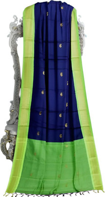 AAYATFABRICS Woven Banarasi Cotton Silk Saree(Blue)