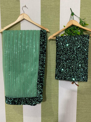 JP STORESS Embellished Bollywood Net Saree(Light Green)