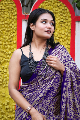 Ethnic Junction Printed Daily Wear Art Silk Saree(Purple)