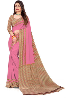 Dori Printed Daily Wear Crepe, Silk Blend Saree(Pink)