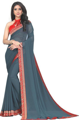 Georgette Saree Solid/Plain Bollywood Georgette Saree(Grey)