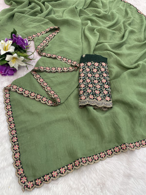 K 5 FASHION Embroidered Bollywood Georgette Saree(Light Green)