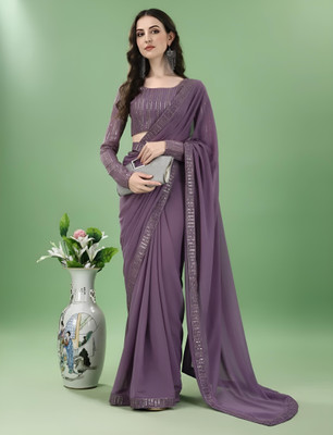 Avishafab Embroidered Bollywood Georgette Saree(Grey)